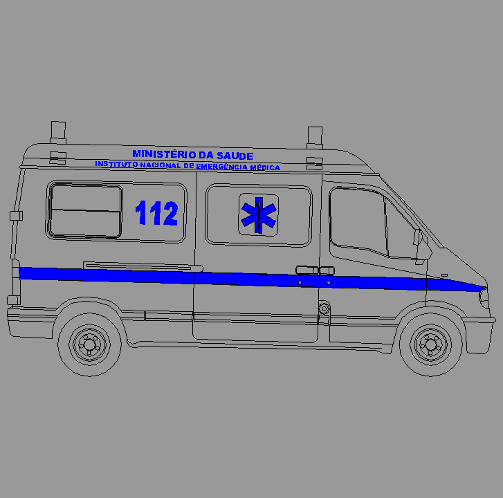 Bloque Autocad Vista de Ambulancia en Perfil